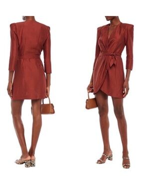 Sandro Vera V-Neck Tulip Hem Mini Wrap Dress size Medium